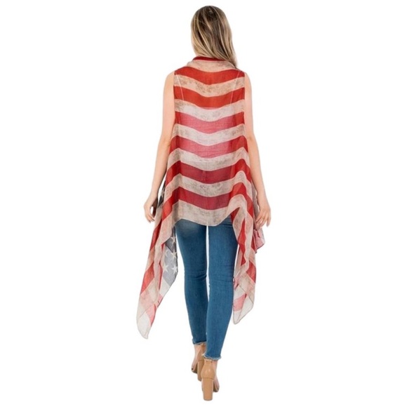 NWT distressed Stars and Stripes sheer vest patriotic USA - Picture 5 of 10